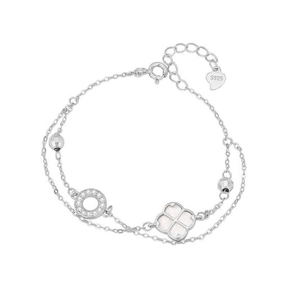 Chomel Kiss四つ葉クローバーの純銀ブレスレット女の子ins高級感誕生日プレゼント