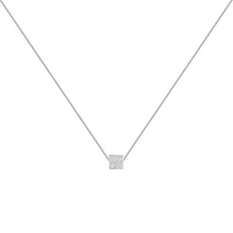 AJIDOU925シルバールービックキューブネックレスシンプル幾何鎖骨チェーン贈り物
