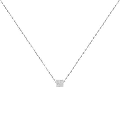 AJIDOU925シルバールービックキューブネックレスシンプル幾何鎖骨チェーン贈り物