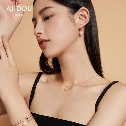 AJIDOUきらきら星月彩貝ネックレスシンプル気質個性鎖骨チェーン贈り物