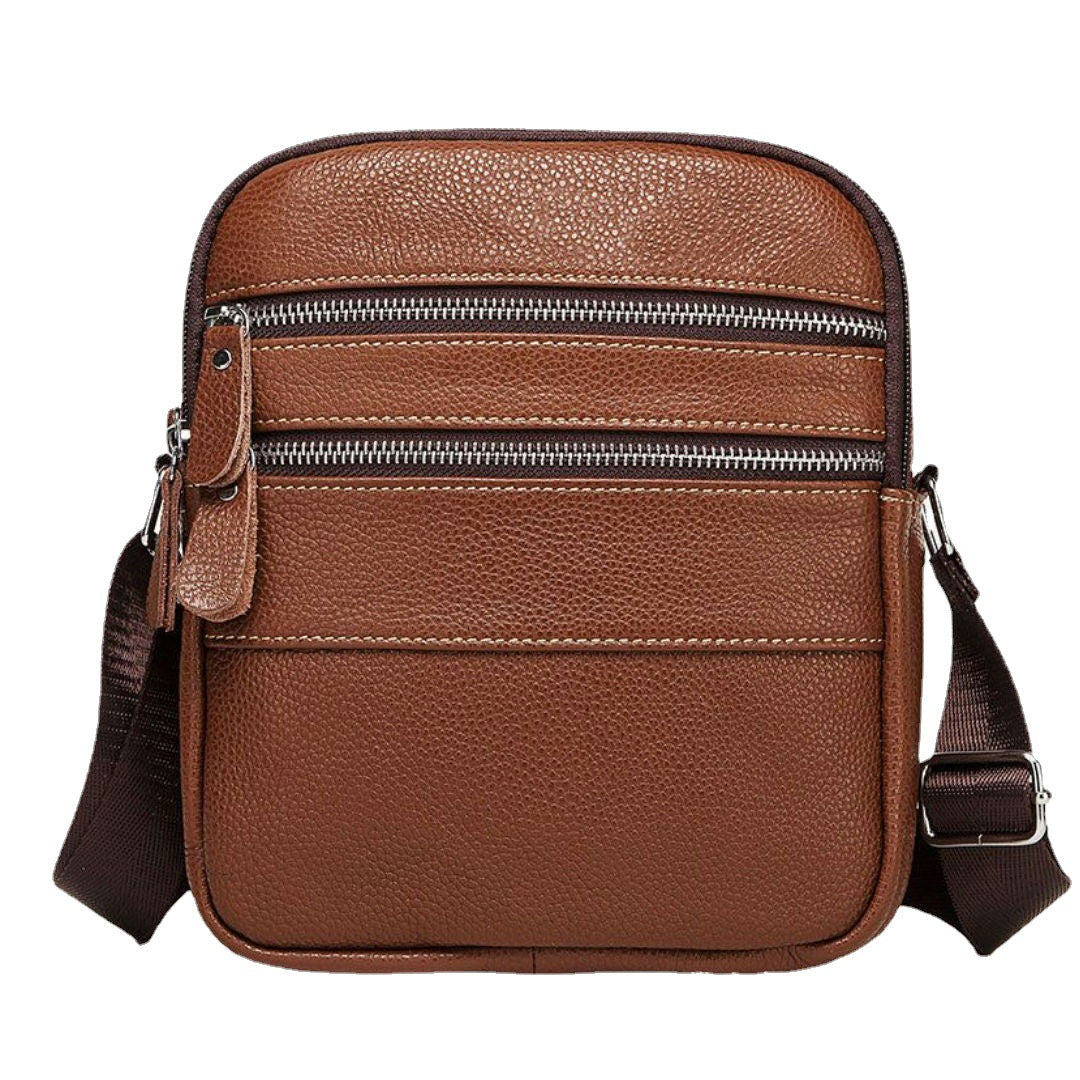 メンズショルダーバッグ 牛皮本革製 韩国ファッション耐摩耗 男性用斜めがけバッグ
