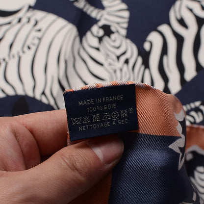 シルクスカーフフレンチレトロプリント柄ネッカチーフ何とでも合う気質スカーフ