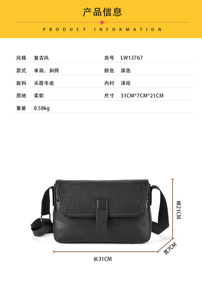 メンズショルダーバッグ牛革本革製カジュアルビジネス 男性斜めがけバッグ