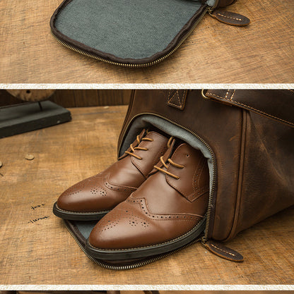 メンズ旅行かばん 大容量 牛革 クレイジー・ホース 手作業 レトロ 斜めがけ手提げかばん ファッション男性用荷物かばん