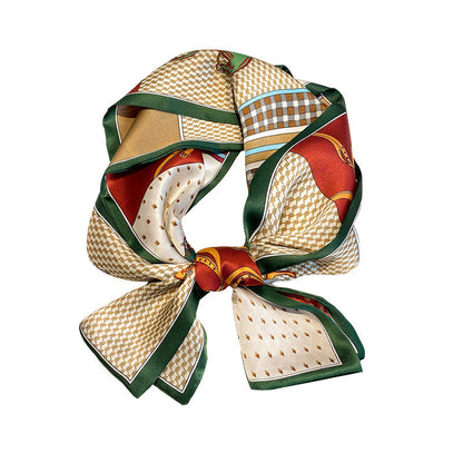 シルクのスカーフチェック柄スカーフ二重シルクサテンスカーフ桑蚕糸細長いリボン両面ネッカチーフおしゃれスカーフ