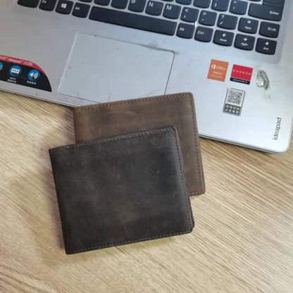 メンズ短財布2つ折り牛革レトロファッション男性用ウォレット