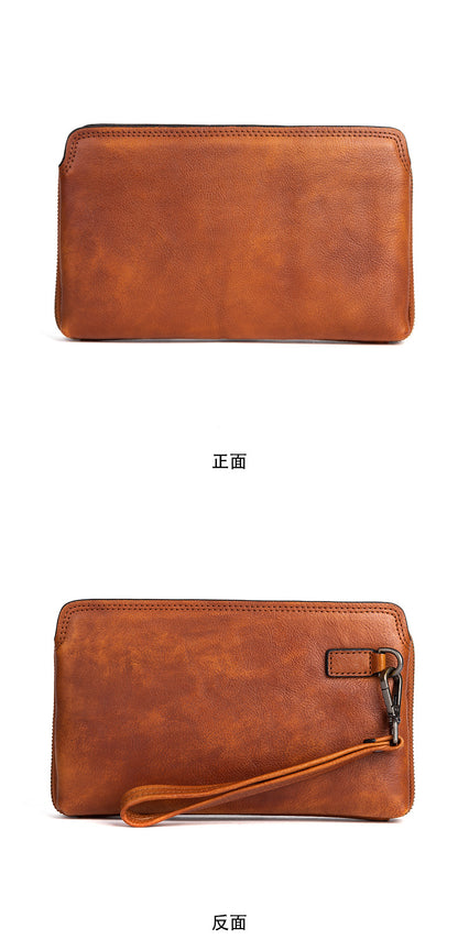 メンズクラッチバッグ牛革本革製実用レトロカジュアル男性バッグ