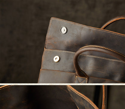 メンズ手提げかばんハンドバッグ手作業牛皮クレイジー・ホース 出張携帯便利ビジネスカジュアル男性用ブリーフケース薄型パソコンバッグ