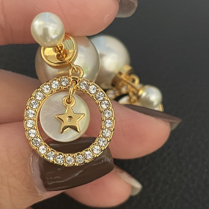 イヤリング大小パール貝殻キュービックシャシ贅沢を軽んじるピアス