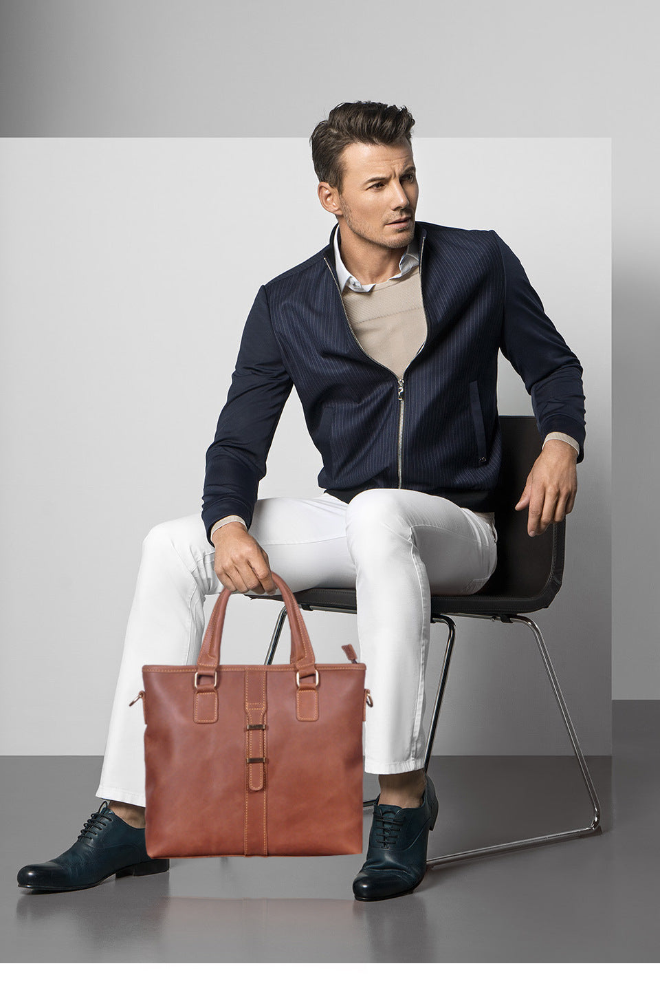 メンズブリーフケースショルダーバッグレトロビジネスハンドバッグ牛革本革製男性パソコンバッグ