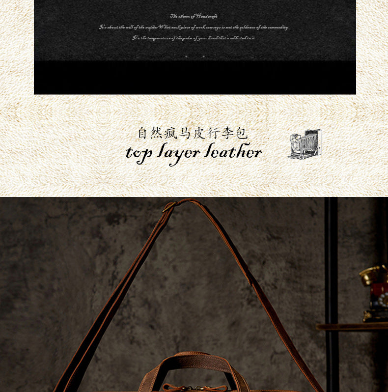 メンズ旅行かばん 手提げかばん 手作り オリジナル レトロ 大容量 牛革本革製 荷物かばん 男性斜めがけショルダーバッグ