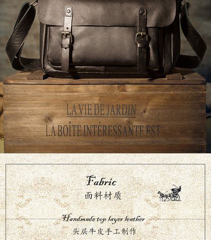 メンズメッセンジャーバッグ韩国ファッションカジュアル手作り牛皮本革製男性斜めがけショルダーバッグ