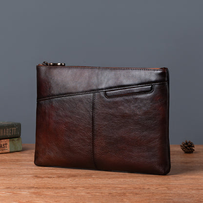 メンズ財布牛革本革製クラッチバッグレトロカジュアル男性用ハンドバッグ