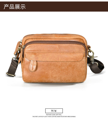 メンズウエストポーチ牛革本革製シンプルファッションレトロアウトドア男性用バストバッグショルダーバッグ
