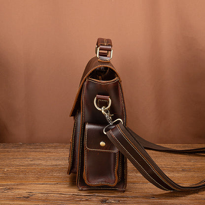 メンズブリーフケースハンドバッグ牛革本革製レトロビジネス男性用パソコンバッグ