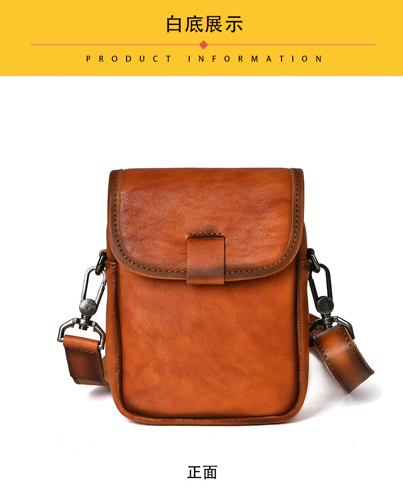 メンズショルダーバッグ牛革本革製レトロカジュアル旅行バッグ男性斜めがけバッグスマホポーチ