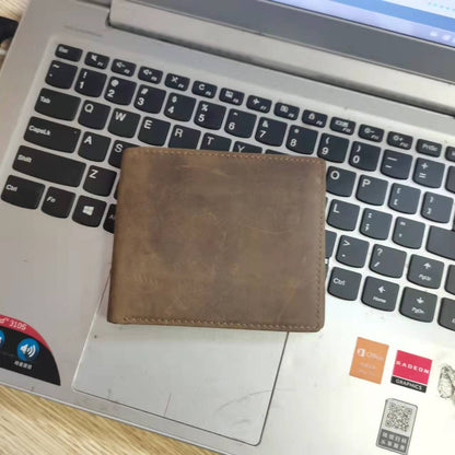 メンズ短財布2つ折り牛革レトロファッション男性用ウォレット