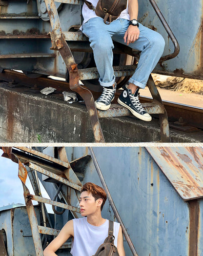 メンズバストバッグ 牛革本革製 手作り カジュアルヴィンテージ個性韩国ファッション男性用斜めがけバッグ