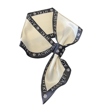 スカーフ字母柄二重サテンクロスオーバスカーフファッションエレガント気質何とでも合うネッカチーフ
