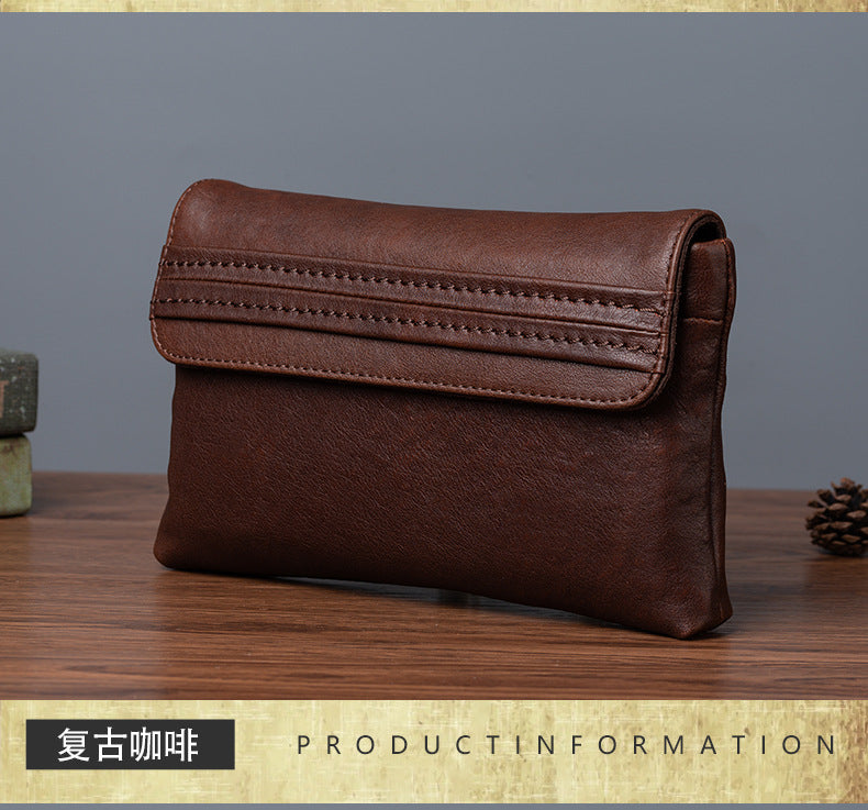 メンズクラッチバッグ牛革本革製レトロカジュアル男性用ハンドバッグ