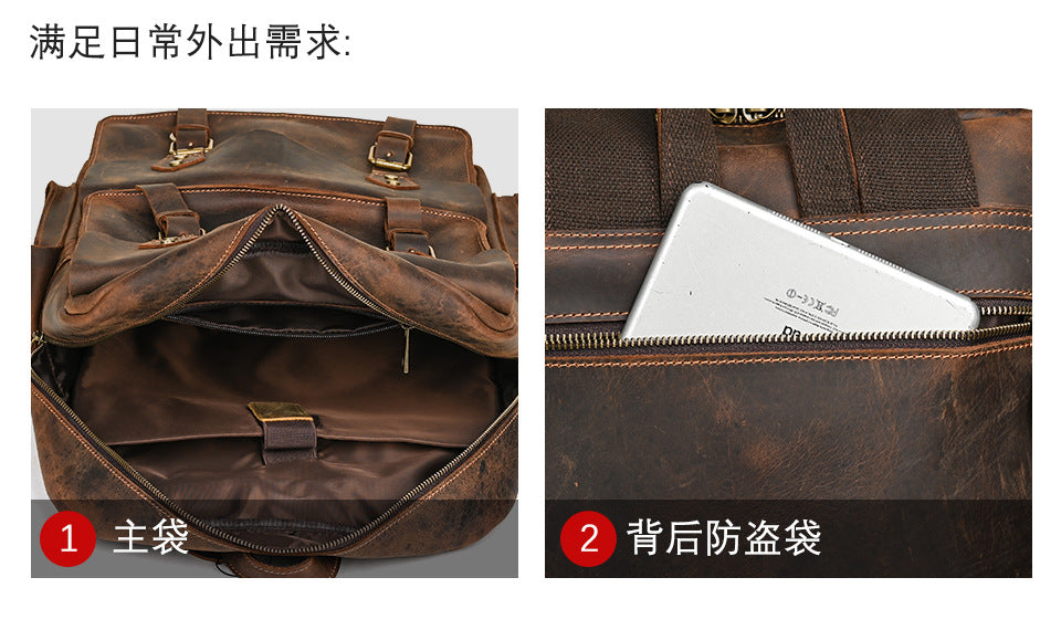 メンズリュック牛革本革製大容量アウトドアカジュアル男性用旅行かばんパソコンバッグ