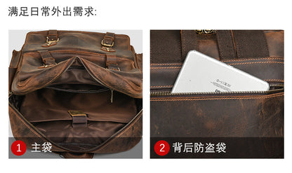 メンズリュック牛革本革製大容量アウトドアカジュアル男性用旅行かばんパソコンバッグ