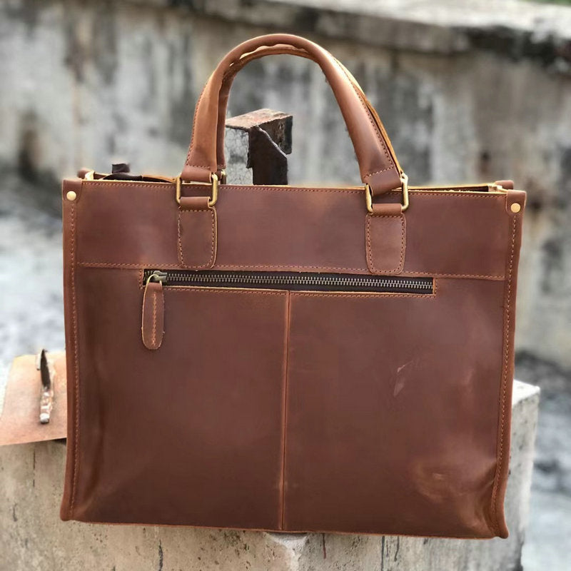 メンズハンドバッグブリーフケース牛革クレイジー・ホースショルダーバッグビジネス通勤男性用斜めがけバッグパソコンバッグ