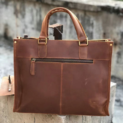 メンズハンドバッグブリーフケース牛革クレイジー・ホースショルダーバッグビジネス通勤男性用斜めがけバッグパソコンバッグ