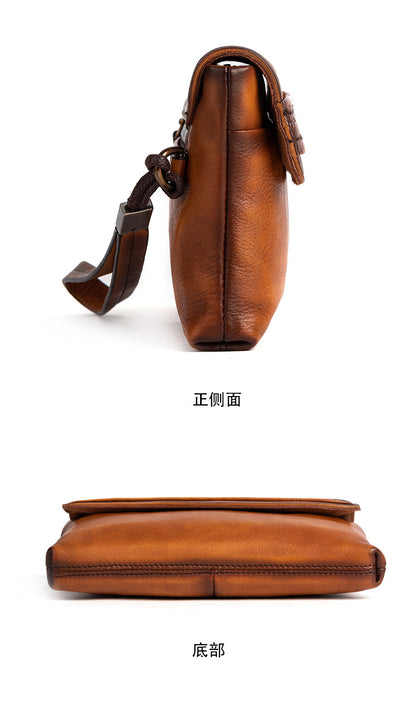 メンズクラッチバッグ牛革本革製レトロカジュアル男性用ハンドバッグ