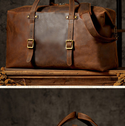 メンズ旅行かばん 手提げかばん 手作り オリジナル レトロ 大容量 牛革本革製 荷物かばん 男性斜めがけショルダーバッグ