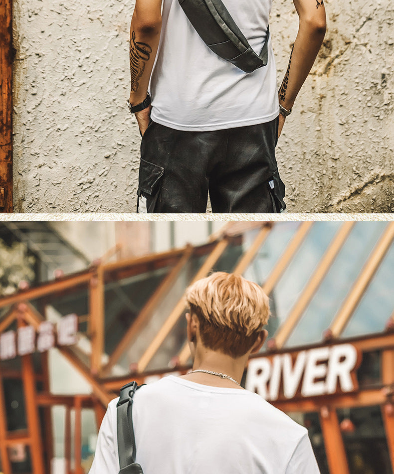 メンズバストバッグ手作り牛革本革製カジュアル携帯電話ウエストポーチスポーツアウトドア個性ファッション男性ショルダーバッグ斜めがけバッグ