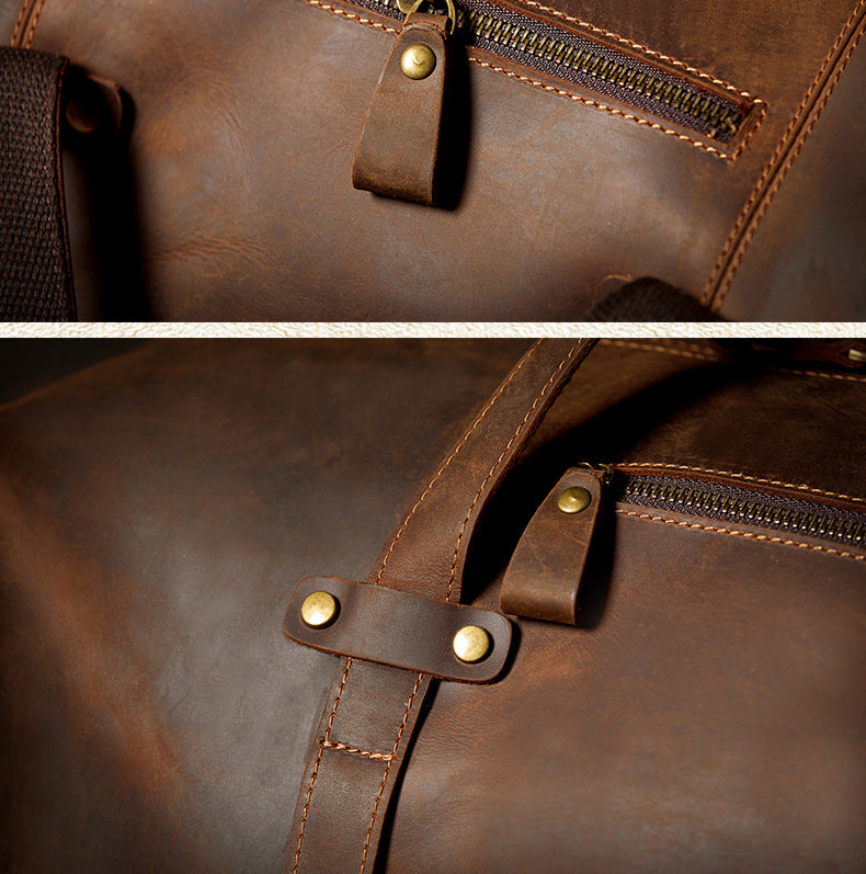 メンズ旅行かばん 手提げかばん 手作り オリジナル レトロ 大容量 牛革本革製 荷物かばん 男性斜めがけショルダーバッグ