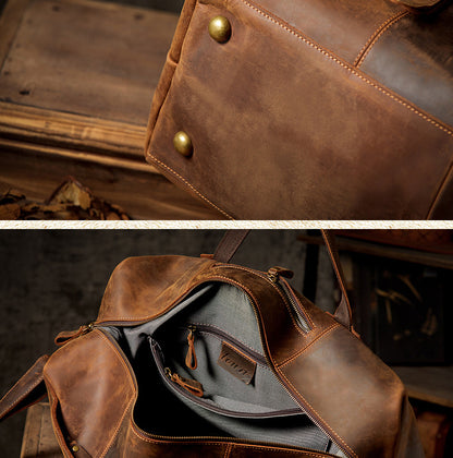 メンズ旅行かばん 手提げかばん 手作り オリジナル レトロ 大容量 牛革本革製 荷物かばん 男性斜めがけショルダーバッグ