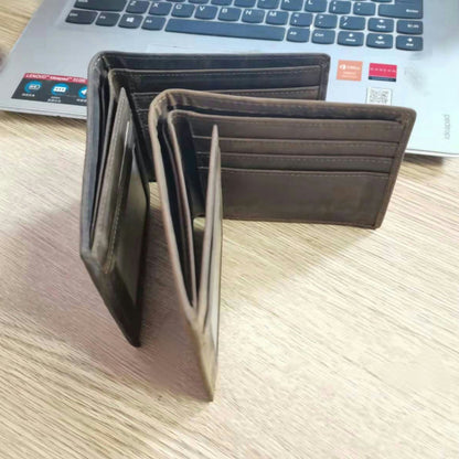 メンズ短財布2つ折り牛革レトロファッション男性用ウォレット