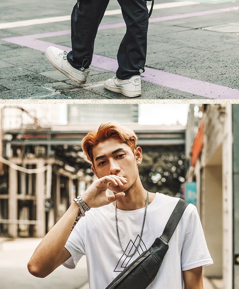 メンズバストバッグ手作り牛革本革製カジュアル携帯電話ウエストポーチスポーツアウトドア個性ファッション男性ショルダーバッグ斜めがけバッグ