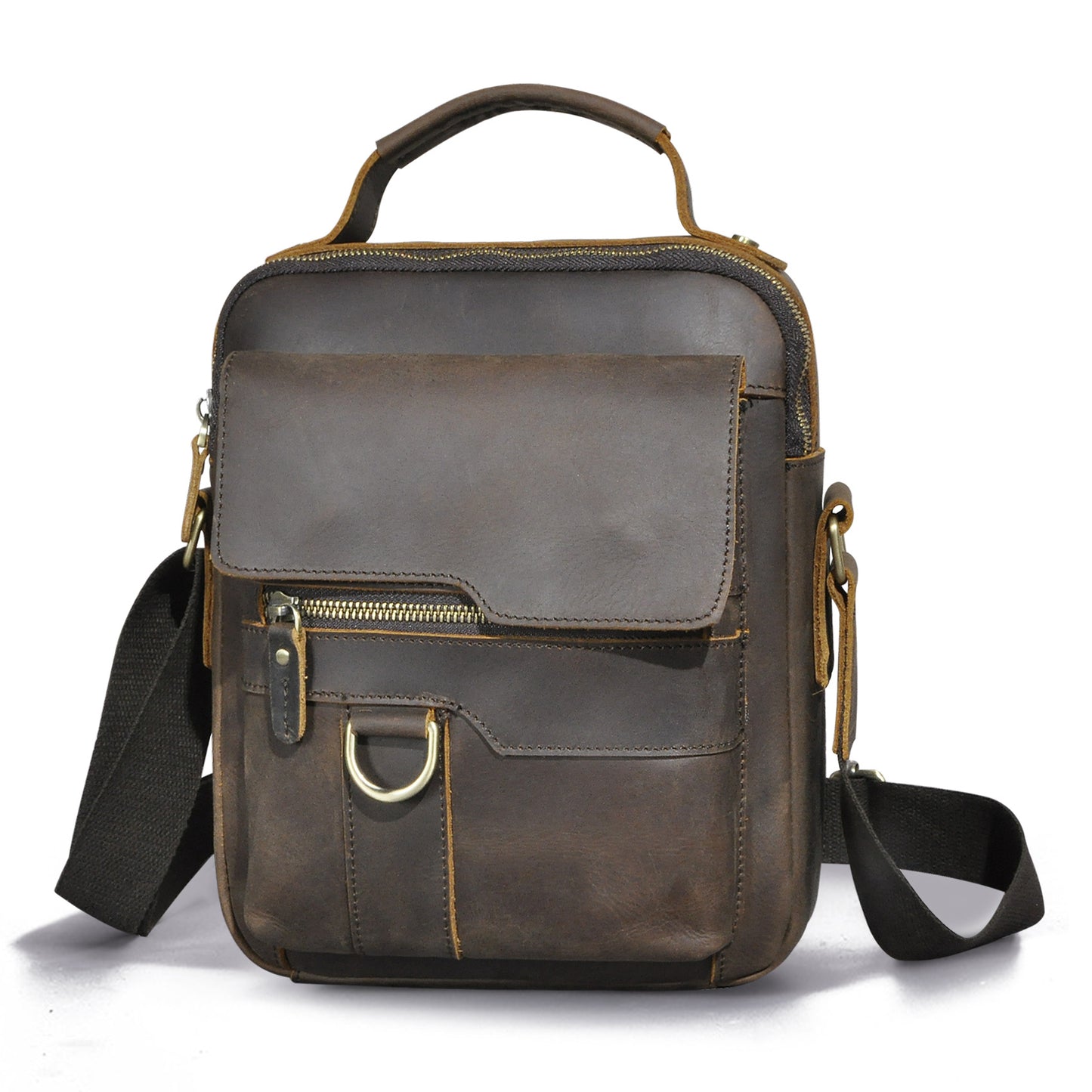 メンズショルダーバッグ牛革本革製レトロアウトドア旅行 男性用斜めがけバッグ