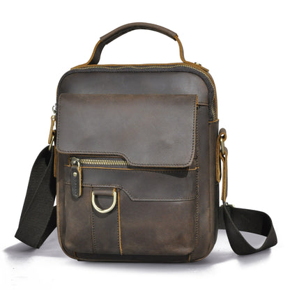 メンズショルダーバッグ牛革本革製レトロアウトドア旅行 男性用斜めがけバッグ