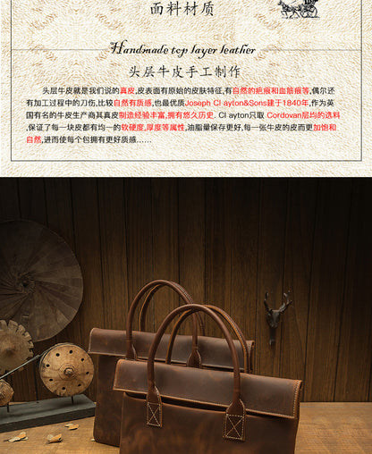 メンズ手提げかばん ハンドバッグ 手作業 韩国ファッション 牛革本革製 カジュアルビジネス用ブリーフケース薄型パソコンバッグ