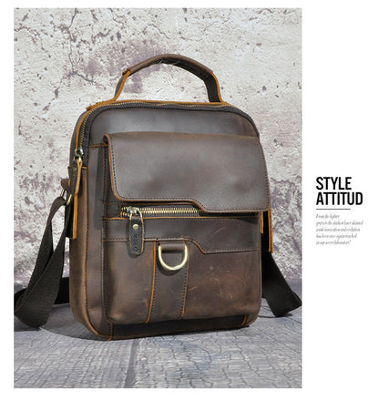 メンズショルダーバッグ牛革本革製レトロアウトドア旅行 男性用斜めがけバッグ