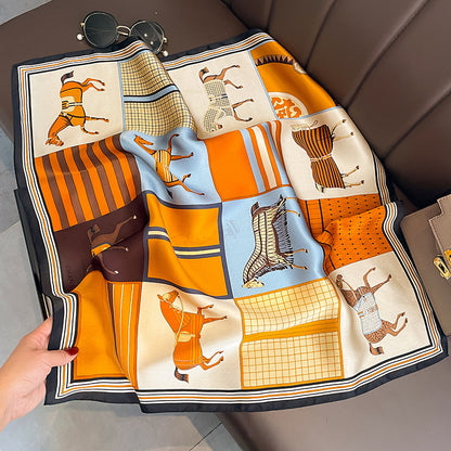 スカーフプリント柄オスカーフ枚高級シルクエレガント日焼け止め通勤気質シルクのスカーフ