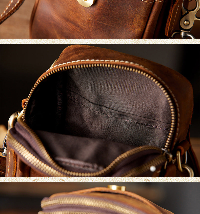 メンズショルダーバッグ オリジナル手作り 牛皮本革製 カジュアル 男性用 斜めがけバッグスマホポーチ