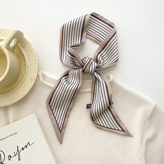 スカーフスリムロングストライプ二重ネッカチーフフファッションマフラー気質頭巾