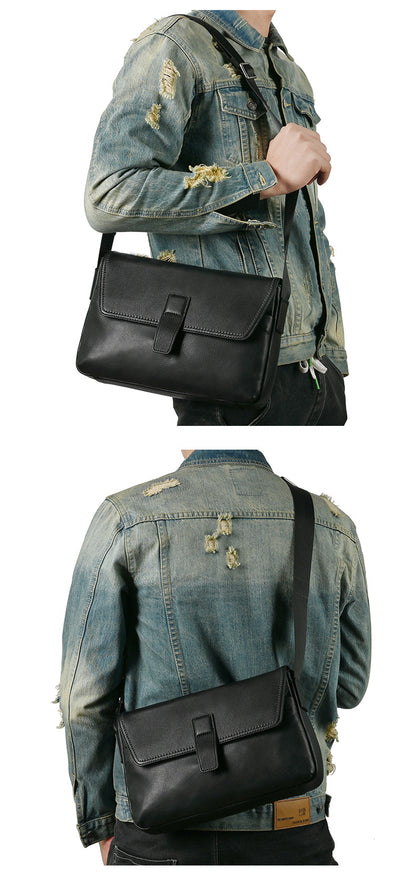 メンズショルダーバッグ牛革本革製カジュアルビジネス 男性斜めがけバッグ