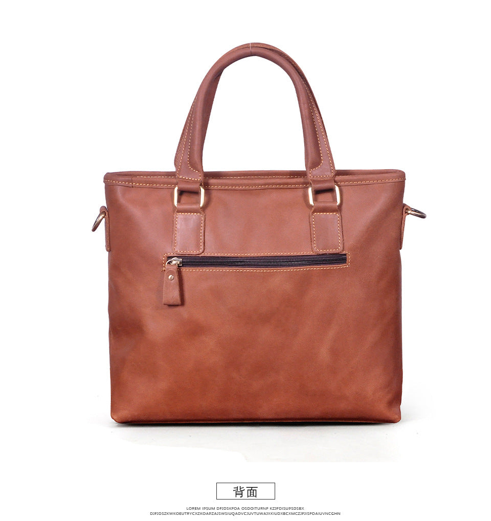 メンズブリーフケースショルダーバッグレトロビジネスハンドバッグ牛革本革製男性パソコンバッグ