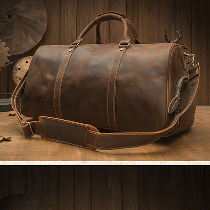 メンズ旅行かばん 大容量 牛革 クレイジー・ホース 手作業 レトロ 斜めがけ手提げかばん ファッション男性用荷物かばん