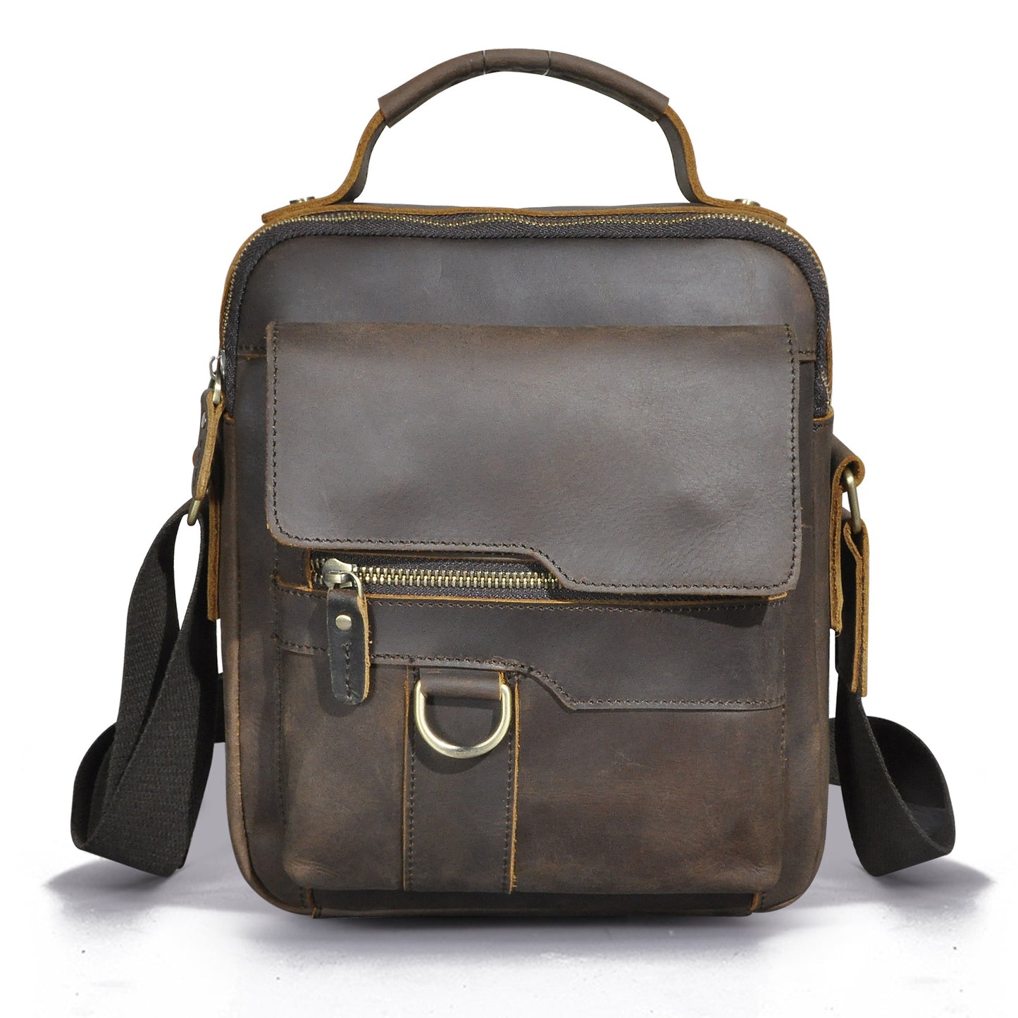 メンズショルダーバッグ牛革本革製レトロアウトドア旅行 男性用斜めがけバッグ
