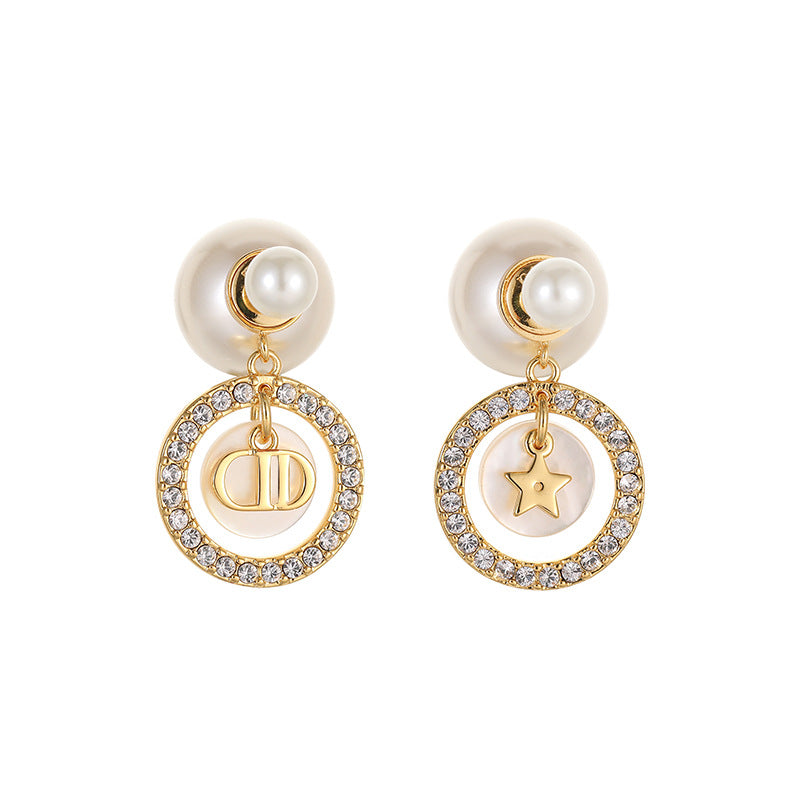 イヤリング大小パール貝殻キュービックシャシ贅沢を軽んじるピアス