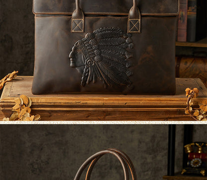 メンズ手提げかばんハンドバッグ手作業牛皮クレイジー・ホース 出張携帯便利ビジネスカジュアル男性用ブリーフケース薄型パソコンバッグ