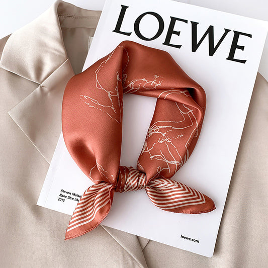 シルクスカーフ女性ファッション小さなスカーフ薄手の装飾保温スカーフ気質エレガント