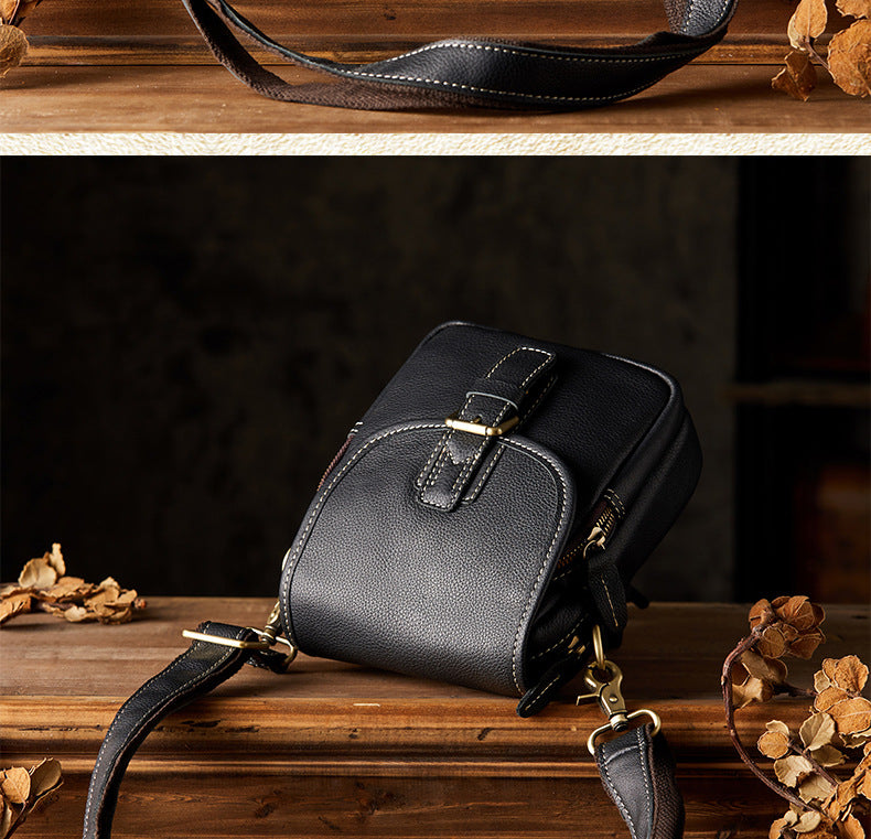 メンズショルダーバッグ 牛皮 手作りカジュアル スポーツ スマホポーチ男性用斜めがけバッグ